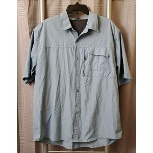 Wrangler‎ Fishing Shirt XL Mens Blue Vented Lightweight Breathable Short Sleeve
